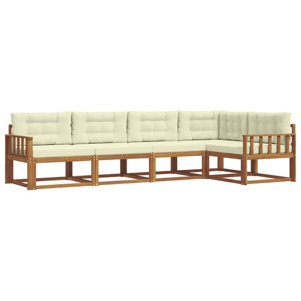 vidaXL Ensemble de canap&eacute;s d'ext&eacute;rieur 5 pcs Naturel et Cr&egrave;me