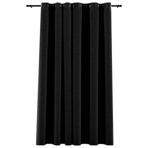 vidaXL Rideau occultant Aspect de lin &agrave; &oelig;illets Anthracite 290x245 cm