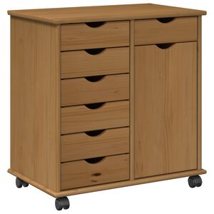 vidaXL Cabinet roulant avec roue Marron miel 63,5 x 39 x 65,5 cm