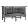vidaXL Canap&eacute;s d'angle de jardin et coussins 2 pcs gris r&eacute;sine tress&eacute;e