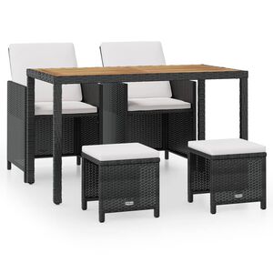 vidaXL Ensemble &agrave; manger d'ext&eacute;rieur 5 pcs Rotin et bois d'acacia Noir