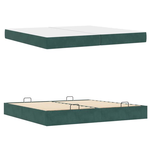 vidaXL Cadre de lit avec matelas avec matelas 2 pcs Vert Velours