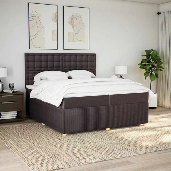 vidaXL Sommier &agrave; lattes de lit avec matelas Marron fonc&eacute; 200x200 cm