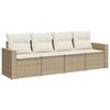 vidaXL Salon de jardin avec coussins 4 pcs beige r&eacute;sine tress&eacute;e