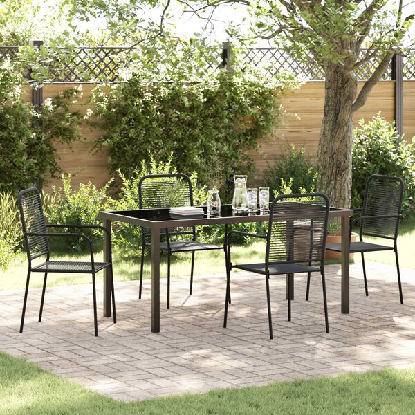 vidaXL Ensemble de salle &agrave; manger pour jardin 5 pcs Noir