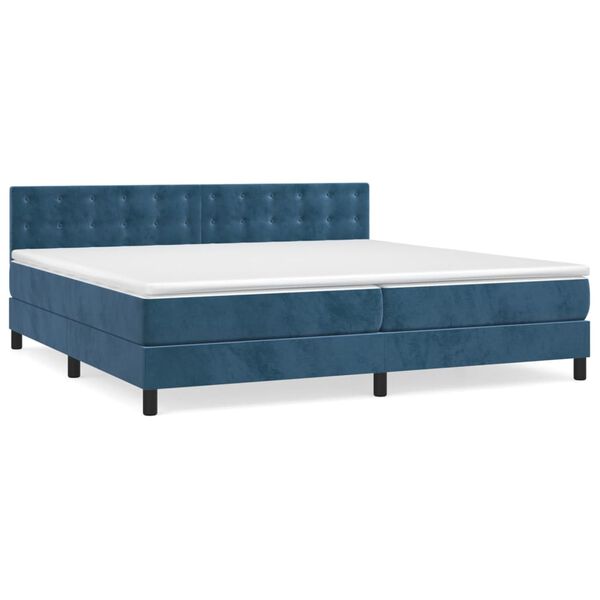 vidaXL Sommier &agrave; lattes de lit et matelas Bleu fonc&eacute; 200x200cm Velours