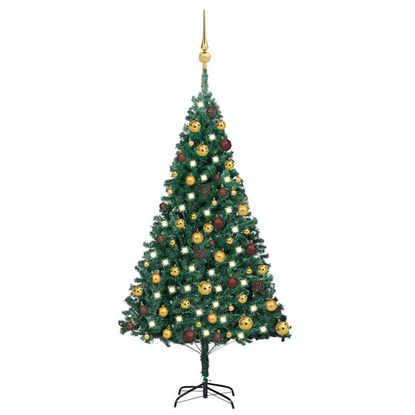 vidaXL Arbre de No&euml;l artificiel pr&eacute;-&eacute;clair&eacute; et boules vert 120 cm PVC