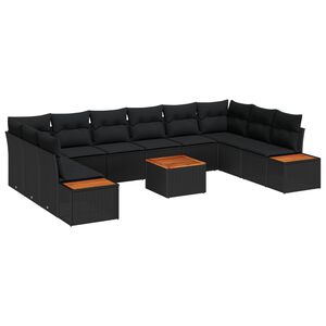 vidaXL Ensemble de canap&eacute; de jardin 10 pi&egrave;ces 10-Nombre de places Noir