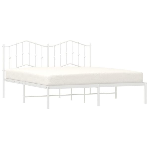 vidaXL Cadre de lit m&eacute;tal sans matelas et t&ecirc;te de lit blanc 180x200 cm