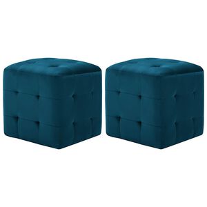 vidaXL 2 pcs Poufs Bleu 30 x 30 x 30 cm Tissu velours
