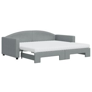 vidaXL Lit de jour avec gigogne et matelas gris clair 90x190 cm tissu