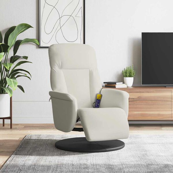 vidaXL Fauteuil inclinable de massage avec repose-pieds cr&egrave;me velours