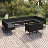 vidaXL Salon de jardin 12 pcs avec coussins r&eacute;sine tress&eacute;e noir