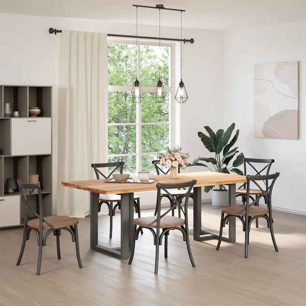 vidaXL Table &agrave; manger marron clair bois de ch&ecirc;ne massif rectangulaire