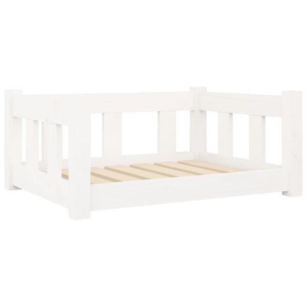 vidaXL Lit pour chien Blanc 65,5x50,5x28 cm Bois de pin solide