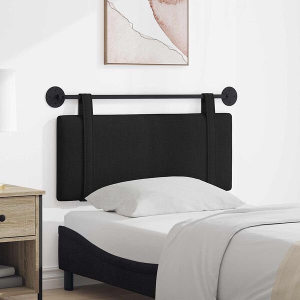 vidaXL T&ecirc;te de lit suspendue Montage mural Noir 110 x 55 x 5 cm tissu