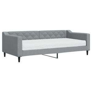 vidaXL Lit de jour avec matelas gris clair 90x200 cm tissu