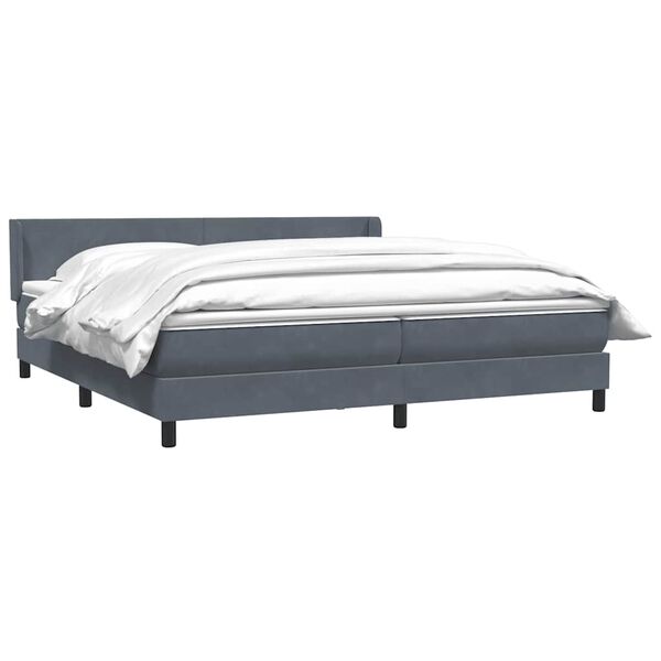vidaXL Sommier &agrave; lattes de lit et matelas gris fonc&eacute; 200x210cm velours