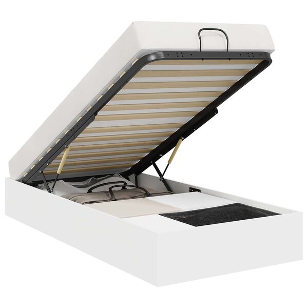 vidaXL Cadre de lit ottoman Blanc 80,5 x 200 cm Bois d&rsquo;ing&eacute;nierie