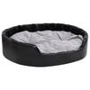 vidaXL Lit chiens Noir et gris 99x89x21 cm Peluche et similicuir