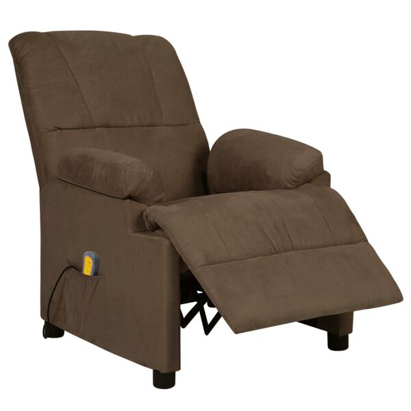 vidaXL Fauteuil de massage Marron Similicuir daim