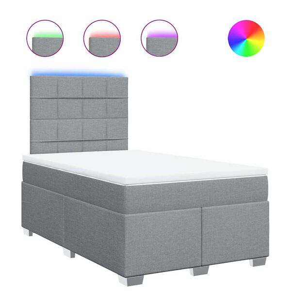 vidaXL Sommier &agrave; lattes de lit avec matelas Gris clair 120x200cm Tissu