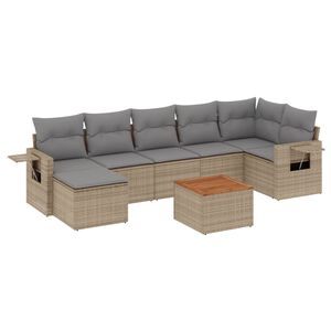 vidaXL Salon de jardin avec coussins 8 pcs beige r&eacute;sine tress&eacute;e