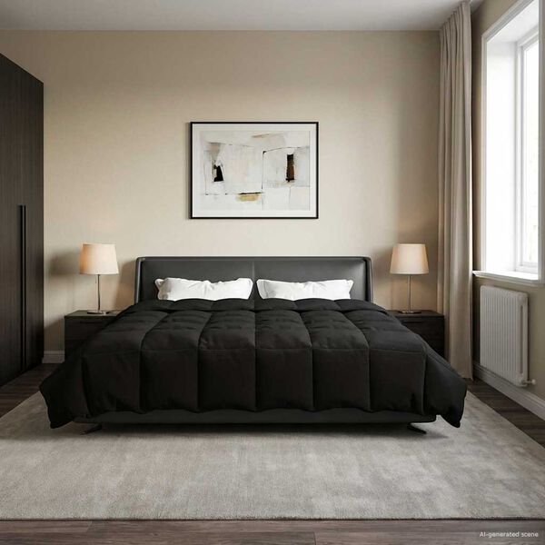 vidaXL Duvet d'hiver Matelass&eacute; Noir 220 x 240 cm Microfibre