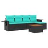 vidaXL Ensemble de canap&eacute; de jardin 6 pcs avec coussins noir r&eacute;sine tress&eacute;e