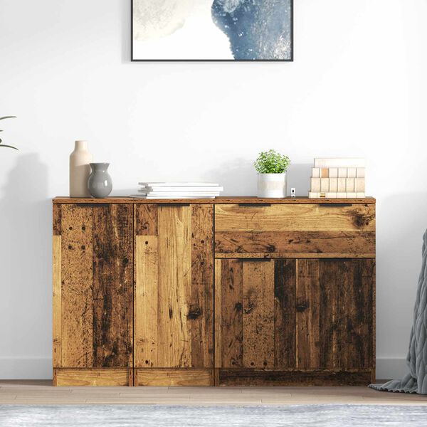 vidaXL Buffet avec tiroir 3 pcs Bois Ancien Bois d'ing&eacute;nierie