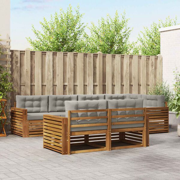 vidaXL Ensemble de canap&eacute;s d'ext&eacute;rieur 7 pcs Gris Naturel et Clair