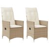 vidaXL Chaises inclinables de jardin lot de 2 et coussins beige rotin