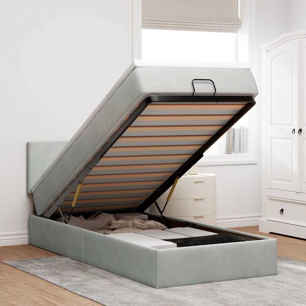 vidaXL Cadre de lit ottoman et matelas gris clair 90x190 cm velours