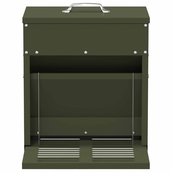 vidaXL Nourrisseur &agrave; p&eacute;dale pour poules Vert olive 33 x 42 x 40 cm