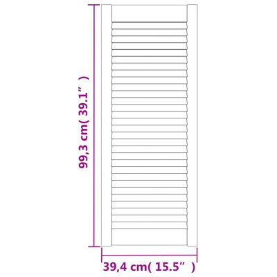 vidaXL Portes d'armoire à persiennes 2 pcs 99,3x39,4 cm pin massif