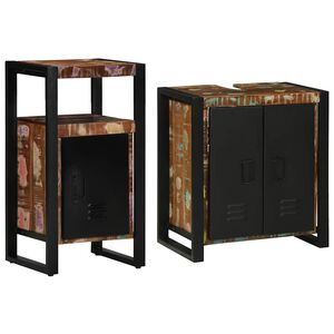 vidaXL Ensemble de mobilier de salle de bain 2 pc Multicolore et noir