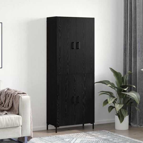 vidaXL Haut Armoire Ch&ecirc;ne noir 69,5 x 34 x 180 cm Bois d'ing&eacute;nierie