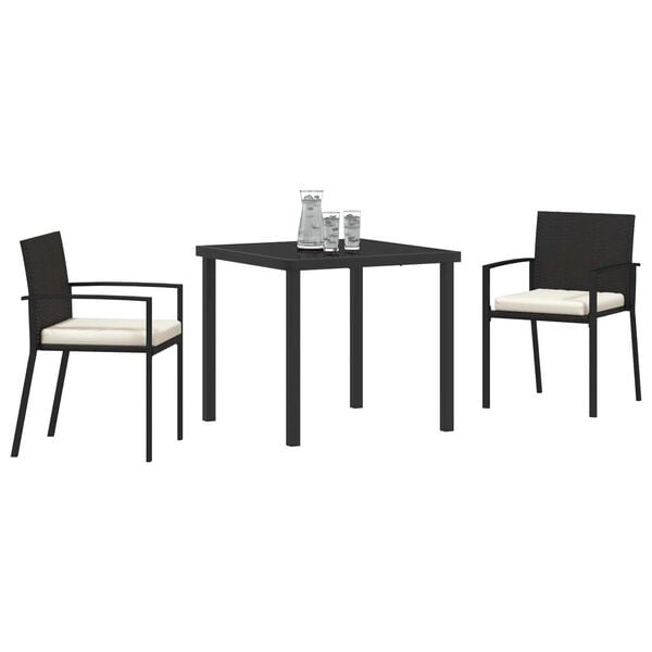 vidaXL Ensemble de salle &agrave; manger pour jardin 3 pcs Noir