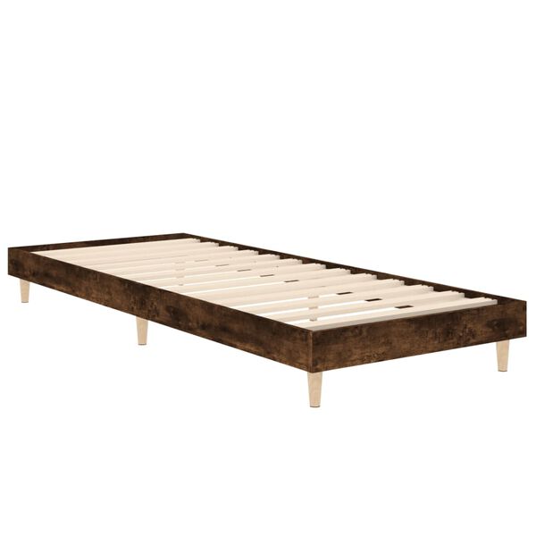 vidaXL Cadre de lit chêne fumé 75x190 cm bois d'ingénierie
