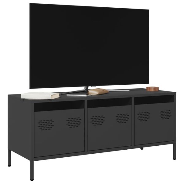 vidaXL Meuble TV noir 101,5x39x43,5 cm acier laminé à froid