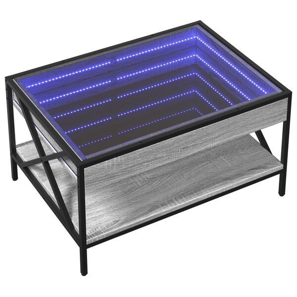 vidaXL Table basse avec LED infini sonoma gris 70x50x38 cm
