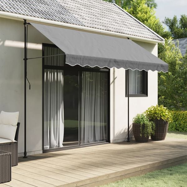 vidaXL Tissu de remplacement de cantonni&egrave;re d&rsquo;auvent rayure anthracite