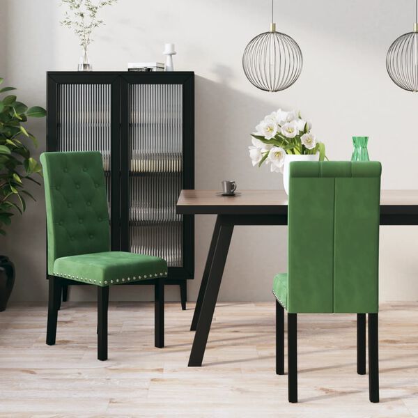 vidaXL Chaises &agrave; manger lot de 2 vert fonc&eacute; velours