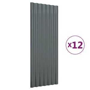 vidaXL Panneaux de toiture 12 pcs Acier galvanis&eacute; Anthracite 100x36 cm