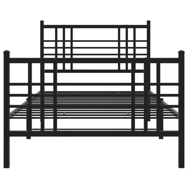 vidaXL Cadre de lit métal sans matelas avec pied de lit noir 90x190 cm