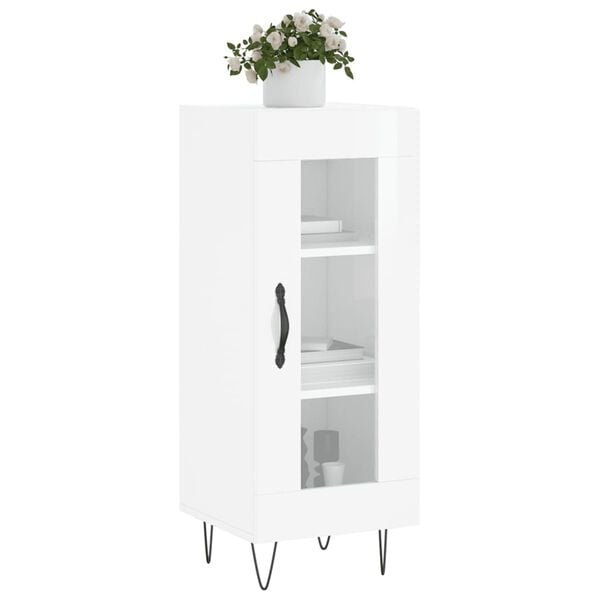 vidaXL Buffet Blanc brillant 34,5x34x90 cm Bois d'ing&eacute;nierie
