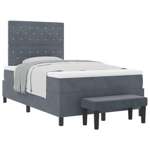 vidaXL Lit &agrave; ressorts avec matelas Gris fonc&eacute; 120 x 200 cm Velours