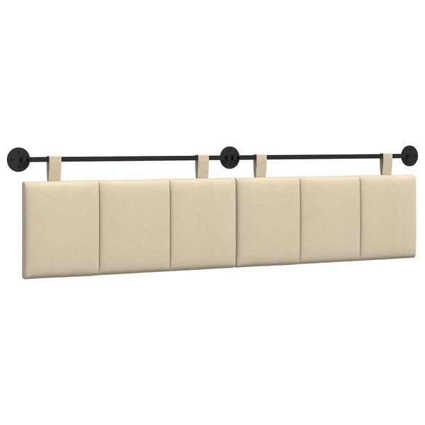 vidaXL T&ecirc;te de lit suspendue Montage mural Cr&egrave;me 210 x 55 x 5 cm tissu