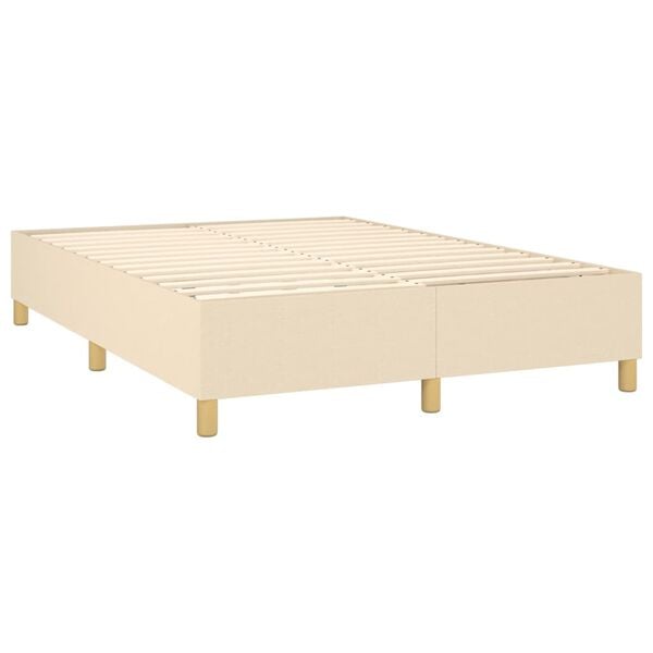 vidaXL Sommier &agrave; lattes de lit avec matelas Cr&egrave;me 140x200 cm Tissu