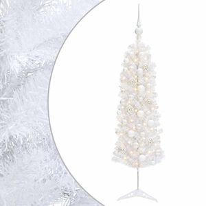vidaXL Sapin de No&euml;l artificiel &eacute;troit avec boules 150 cm 150 LED